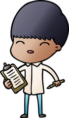 cartoon boy taking notes