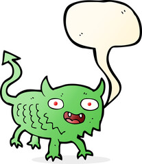 cartoon little demon with speech bubble