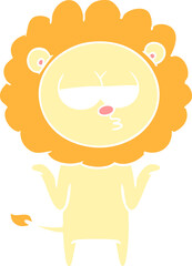 flat color style cartoon bored lion