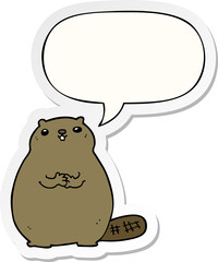 cartoon beaver with speech bubble sticker