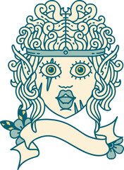 Retro Tattoo Style elf barbarian character face