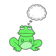 freehand drawn thought bubble cartoon frog