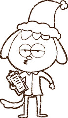 Christmas Dog Charcoal Drawing