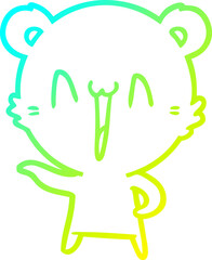 cold gradient line drawing of a laughing polar bear cartoon