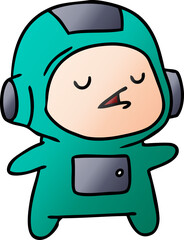 gradient cartoon illustration of a kawaii cute astronaut boy