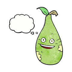 freehand drawn thought bubble textured cartoon pear