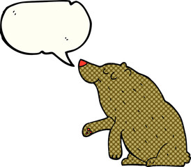 freehand drawn comic book speech bubble cartoon bear