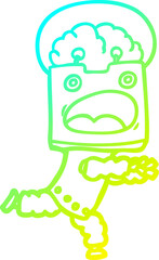 cold gradient line drawing of a cartoon robot