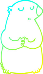 cold gradient line drawing of a cute cartoon bear