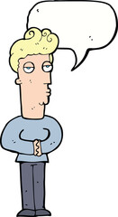 cartoon jaded man with speech bubble
