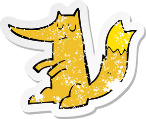 retro distressed sticker of a cartoon fox