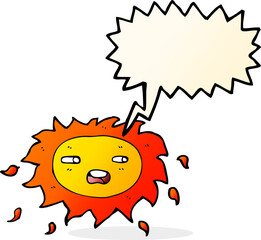 cartoon sad sun with speech bubble