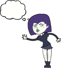 cartoon vampire girl with thought bubble