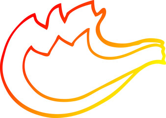 warm gradient line drawing of a cartoon blue gas flame