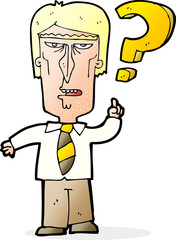 cartoon angry man asking question