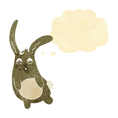 funny cartoon rabbit with thought bubble