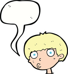 cartoon surprised boy with speech bubble