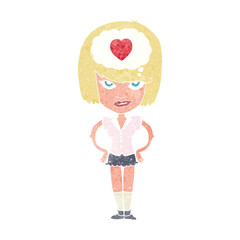 cartoon woman thinking about love