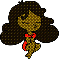 freehand drawn cartoon of cute kawaii girl