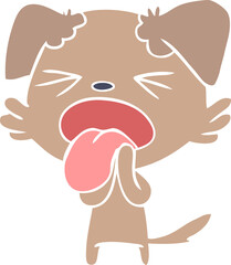 flat color style cartoon disgusted dog