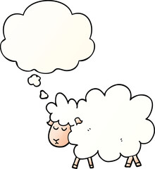 cartoon sheep with thought bubble in smooth gradient style