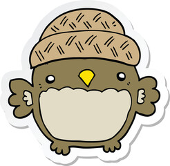 sticker of a cute cartoon owl in hat