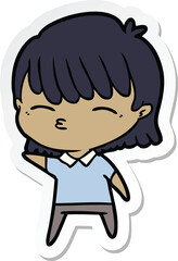sticker of a cartoon woman