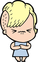 cartoon annoyed hipster girl