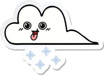 sticker of a cute cartoon snow cloud