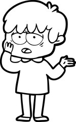 cartoon exhausted boy