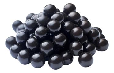 pile of black tapioca boba pearls isolated.