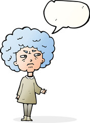cartoon old lady with speech bubble