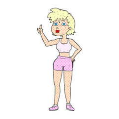 freehand drawn cartoon happy gym woman