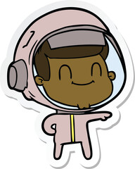 sticker of a happy cartoon astronaut man