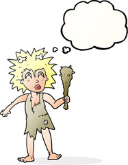freehand drawn thought bubble cartoon cave woman