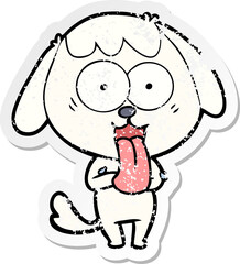 distressed sticker of a cute cartoon dog