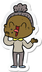 Obraz premium sticker of a cartoon happy old woman