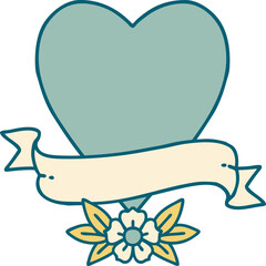 iconic tattoo style image of a heart and banner