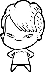 cute cartoon girl with hipster haircut
