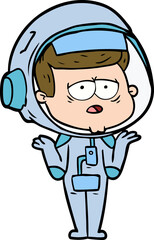 cartoon tired astronaut