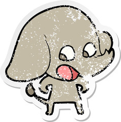 distressed sticker of a cute cartoon elephant