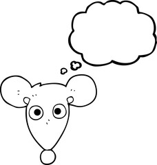 freehand drawn thought bubble cartoon mouse