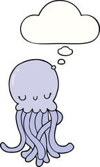 cute cartoon jellyfish with thought bubble