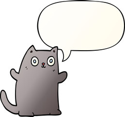 cartoon cat with speech bubble in smooth gradient style