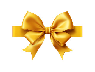 yellow ribbon with bow isolated on transparent background