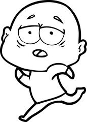Fototapeta premium cartoon tired bald man