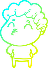 cold gradient line drawing of a cartoon man pouting