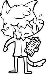 crying business fox cartoon