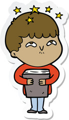 sticker of a cartoon amazed boy