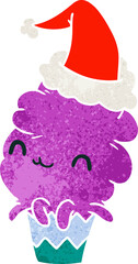hand drawn christmas retro cartoon of kawaii muffin